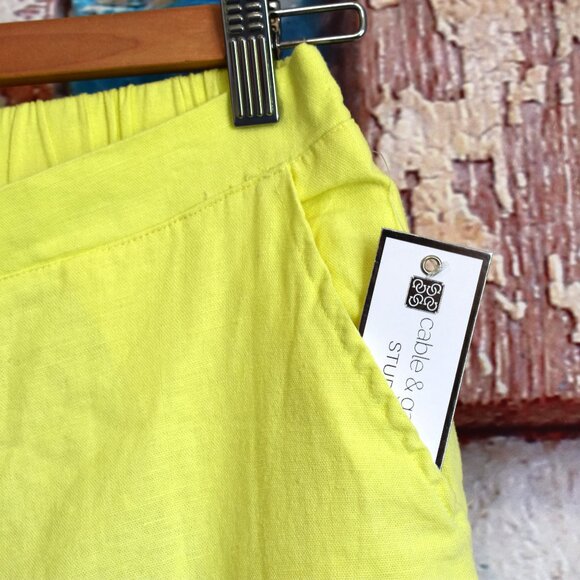 Women's Cable & Gauge Studio Wide Leg Linen Pants Side Slits SMALL Charlock - Picture 4 of 9